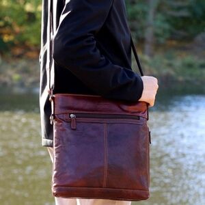 Jack Georges Leather Crossbody Shoulder Brown Purse